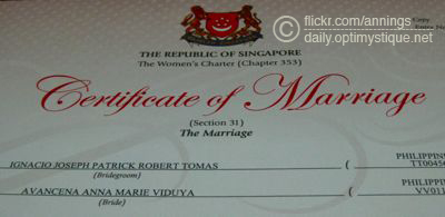 Wedding Registration on Certificate Of Marriage